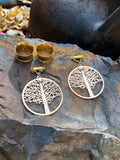 Gold Tree of Life Magnetic Clasp Gauged Earrings