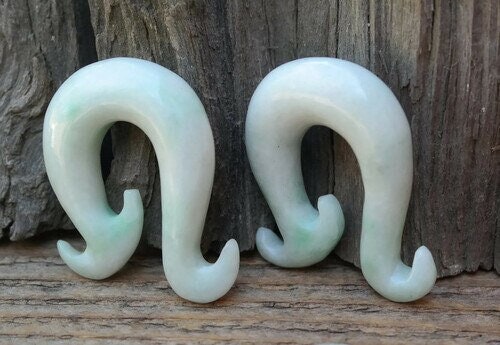 OOAK Jadeite Wave Hook Earrings – 7/16" (11mm)