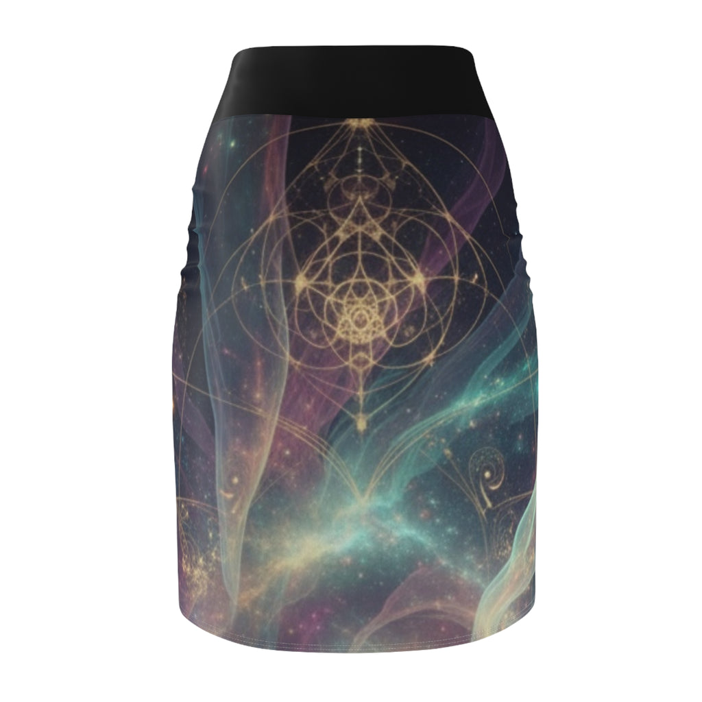 Mystic Galaxy Pencil Skirt – Sacred Geometry Space Print