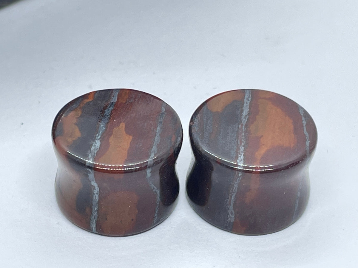 OOAK Red Tiger’s Eye Plugs – 5/8" (16mm)