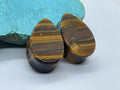 OOAK Tiger’s Eye Teardrop Plugs – 7/8" (22mm)