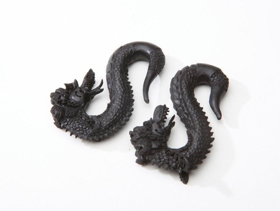 Limited Edition Ebony Wood Dragon Ear Gauges