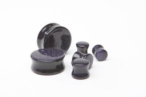 Blue Goldstone Glass Plugs – Double Flared Ear Gauges
