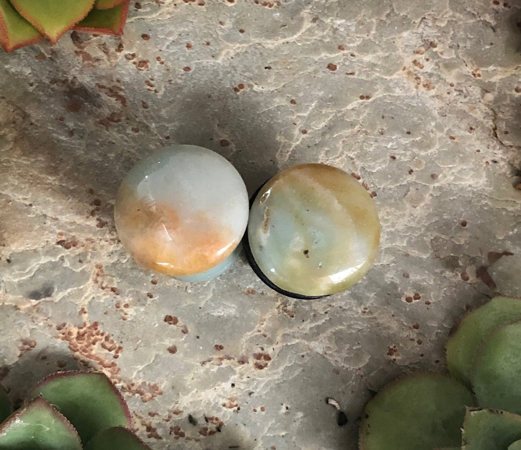 OOAK Amazonite Plugs – 9/16" (14mm) Single Flared