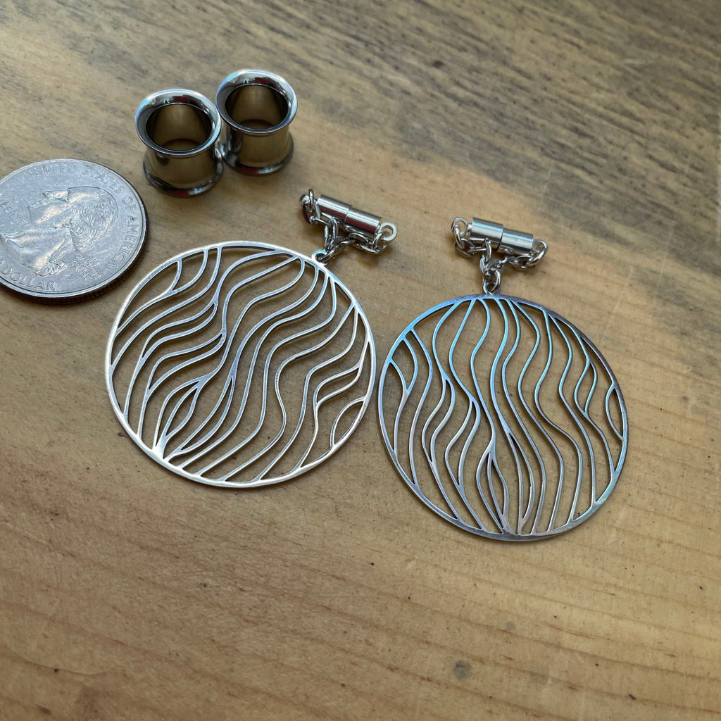 Laser-Etched Magnetic Clasp Gauged Earrings