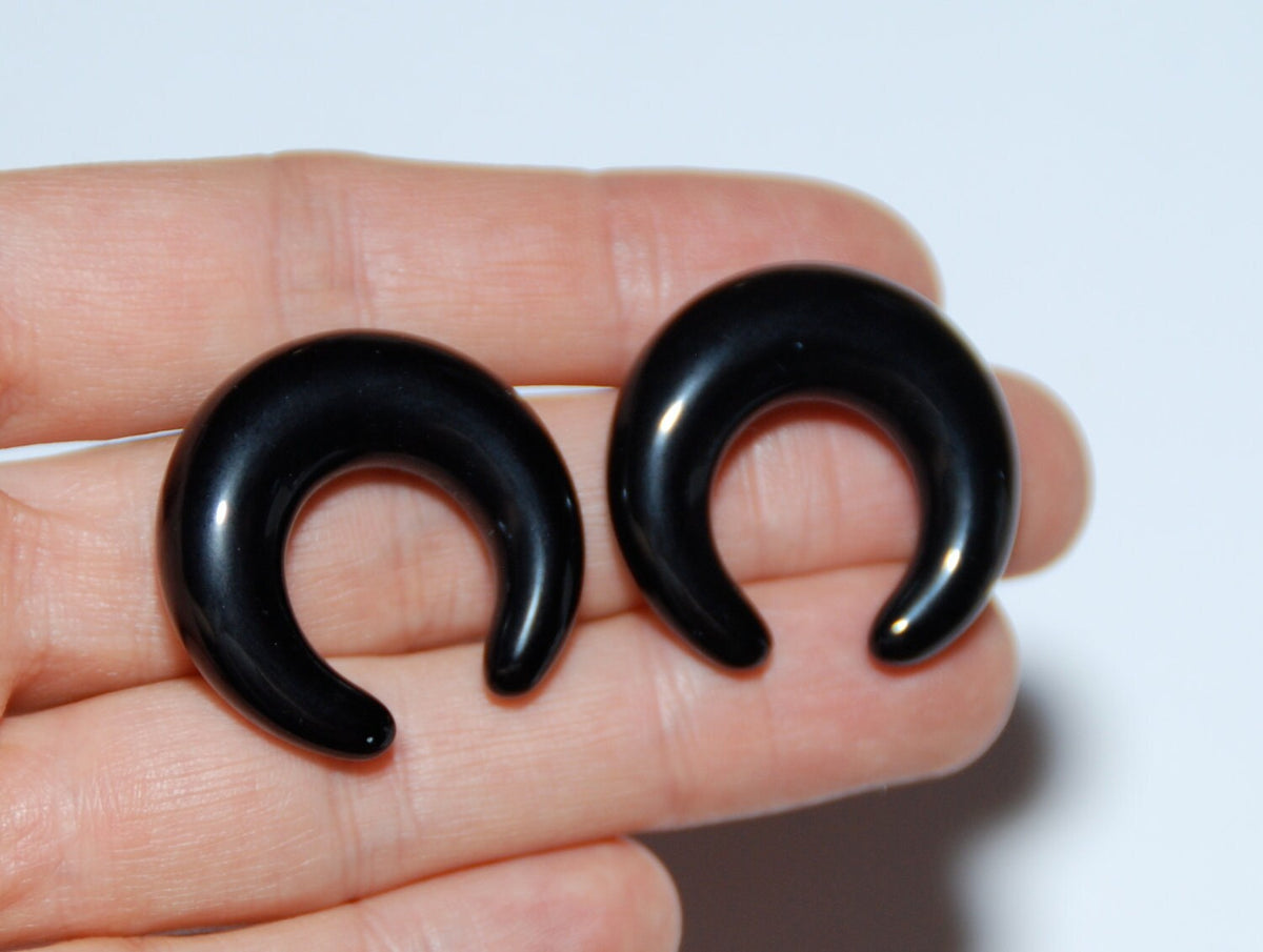 Black Obsidian Pincher Earrings – Stone Ear Gauges