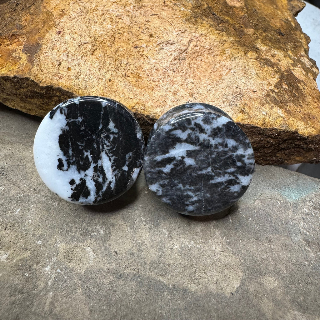OOAK Zebra Jasper Stone Plugs – 7/8" (22mm)