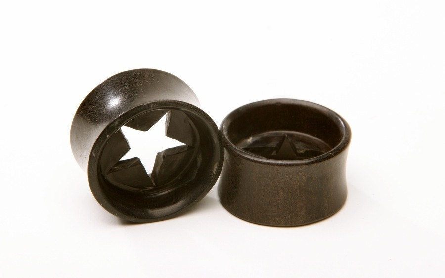 Ebony Wood Star Cutout Ear Plugs – Double Flared
