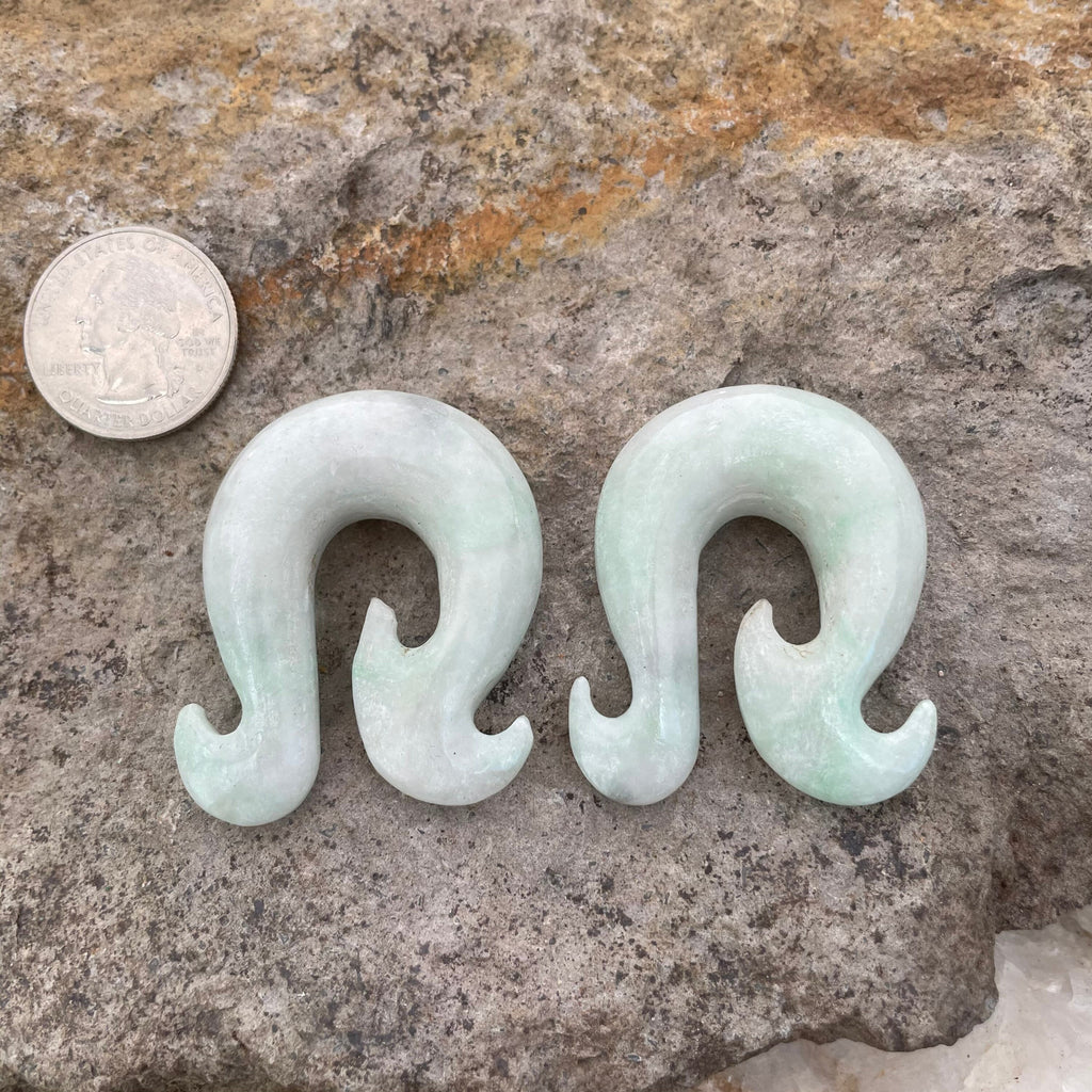 OOAK Jadeite Wave Hook Earrings – 1/2" (13mm)
