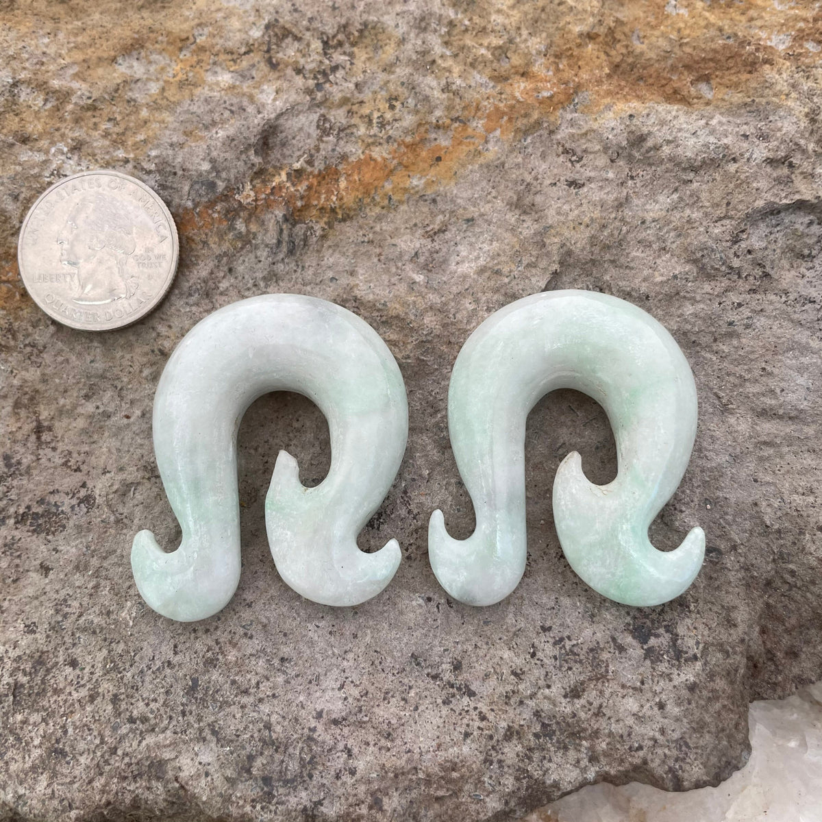 OOAK Jadeite Wave Hook Earrings – 1/2" (13mm)