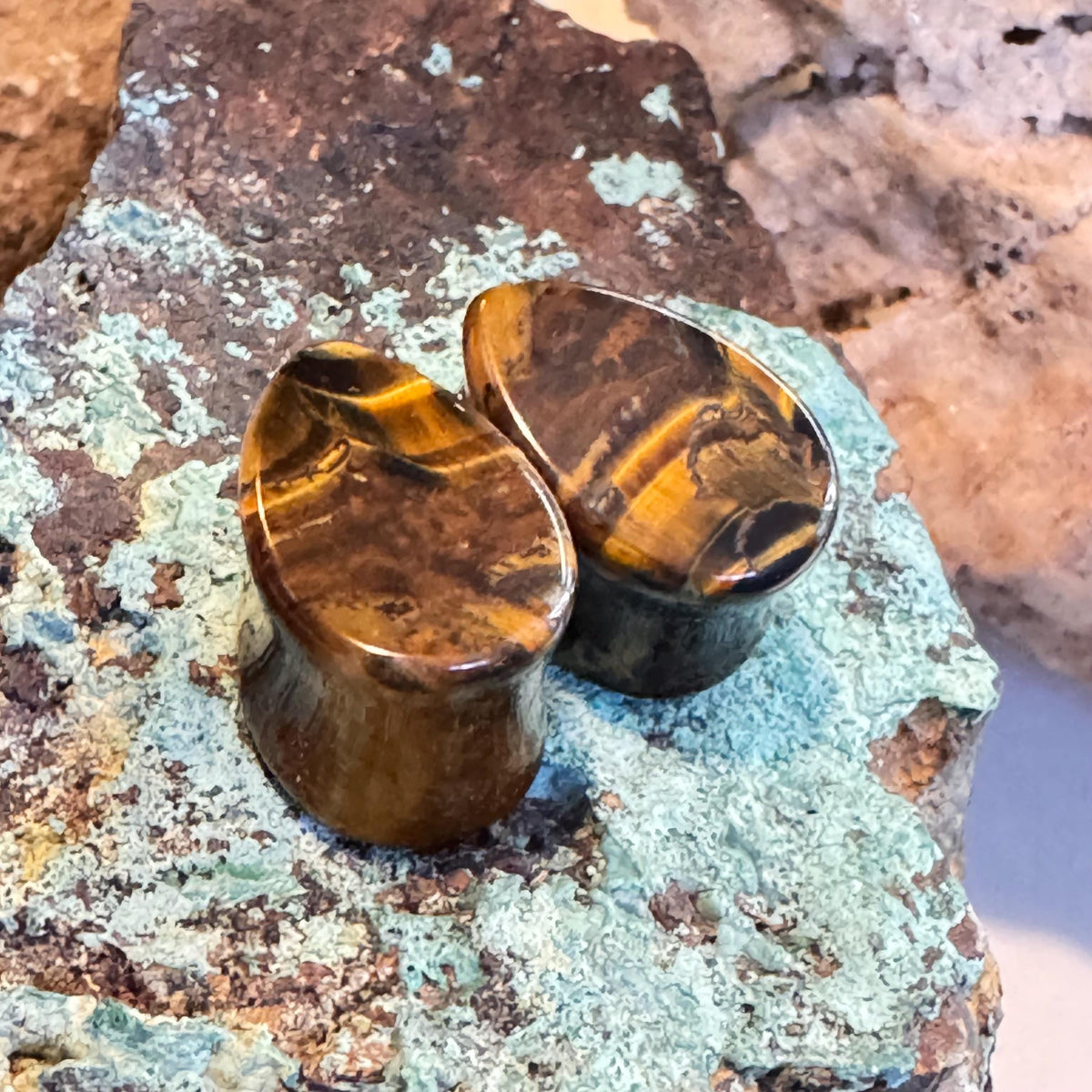 OOAK Brown Tiger’s Eye Teardrop Plugs – 9/16" (14mm)