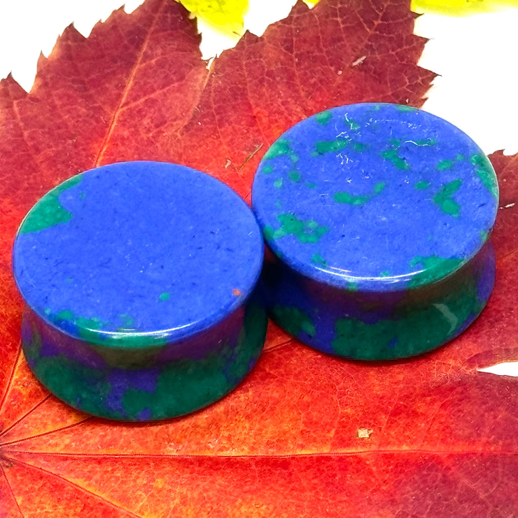 OOAK Azurite Stone Plugs – 7/8" (22mm)