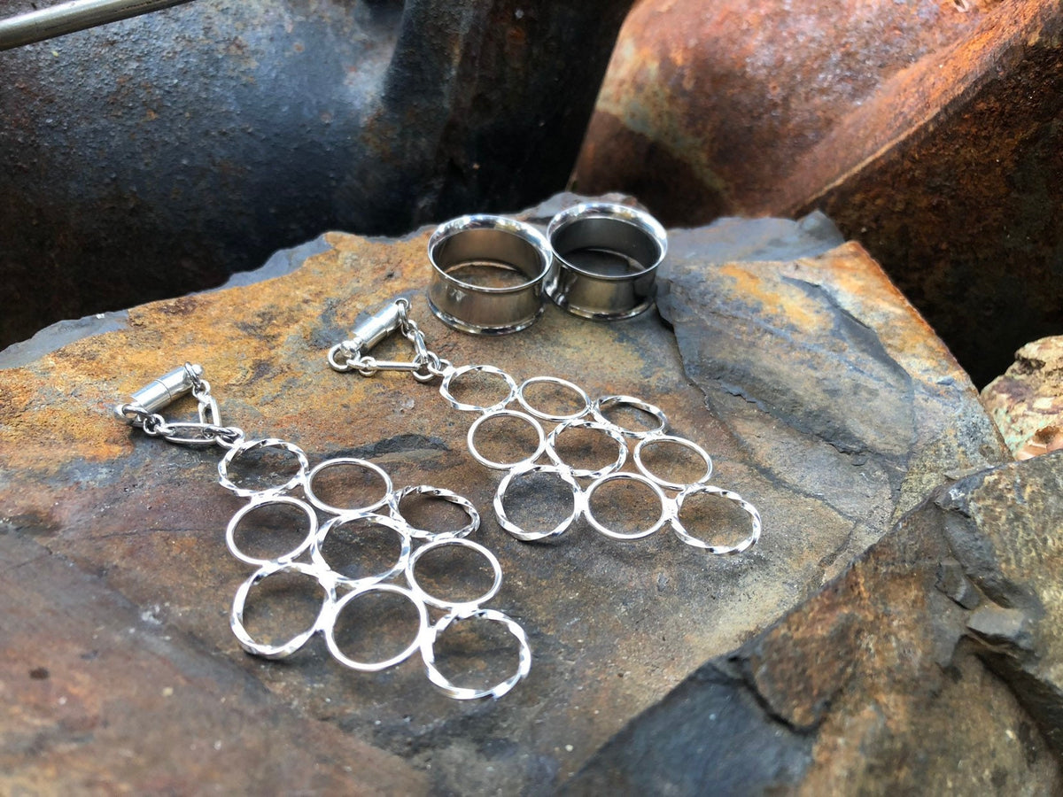Silver-Plated Magnetic Clasp Gauged Earrings