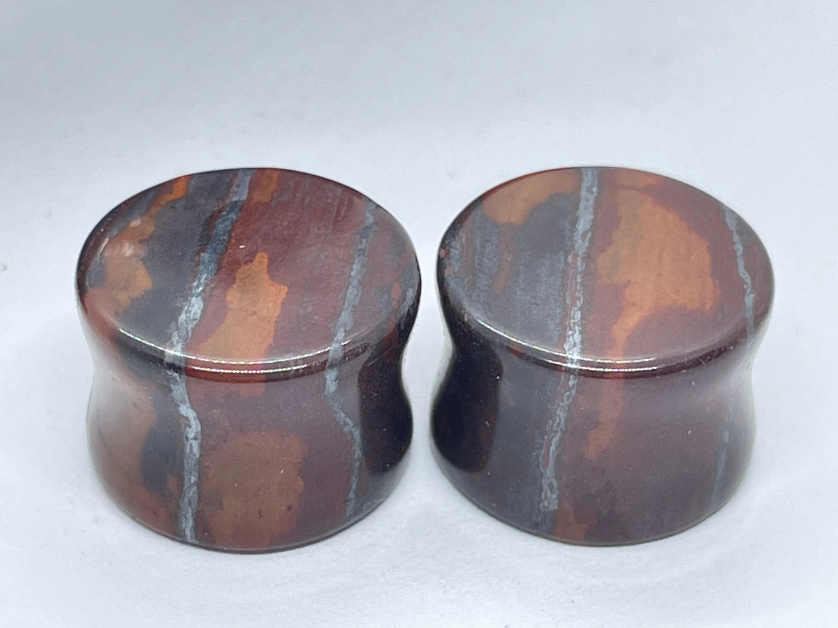 OOAK Red Tiger’s Eye Plugs – 5/8" (16mm)
