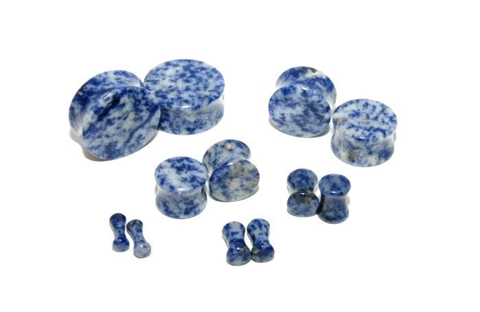 Blue Spot Jasper Plugs – Double Flared Stone Ear Gauges