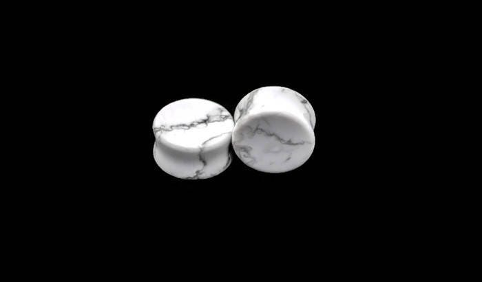White Howlite Plugs – Double Flared Stone Ear Gauges