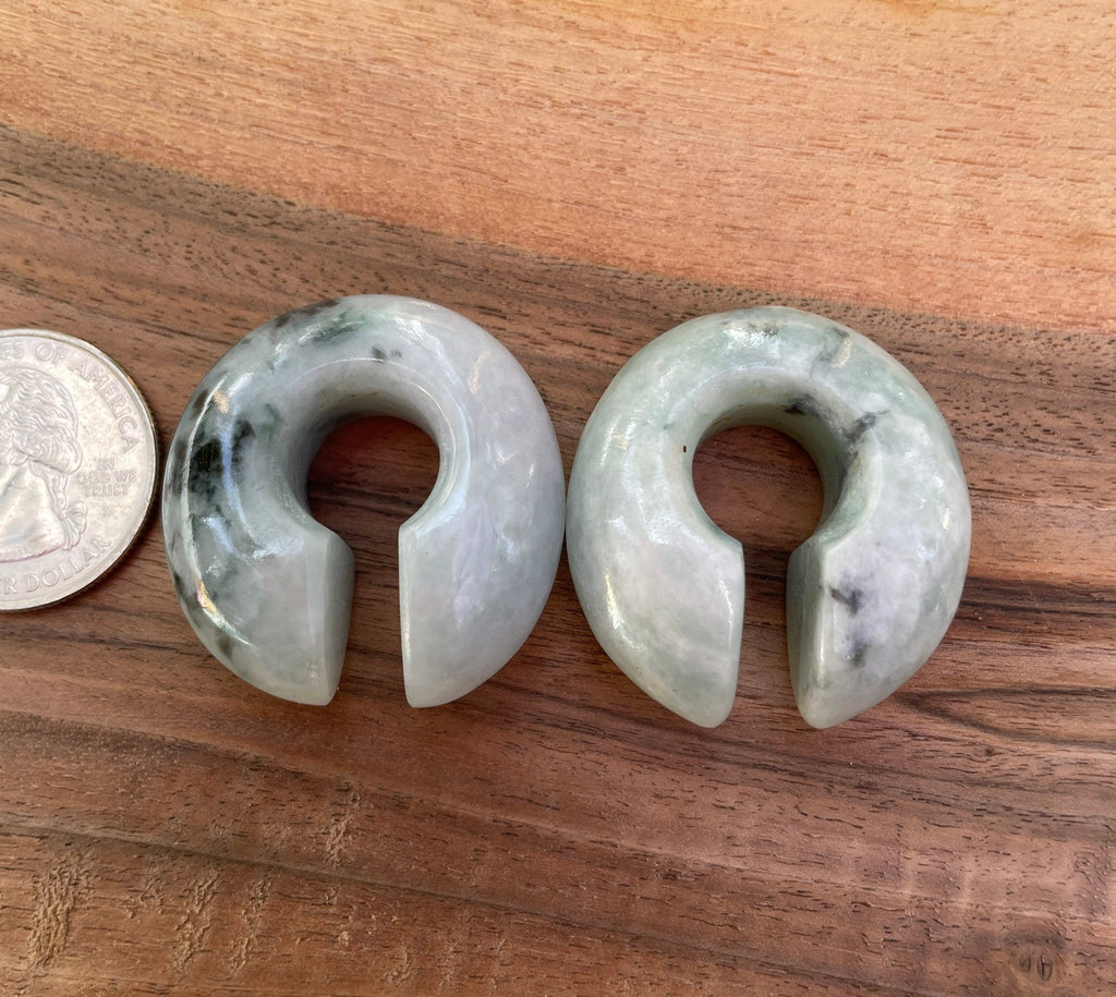 OOAK Green Jadeite Donut Earrings – 1/2" (13mm)