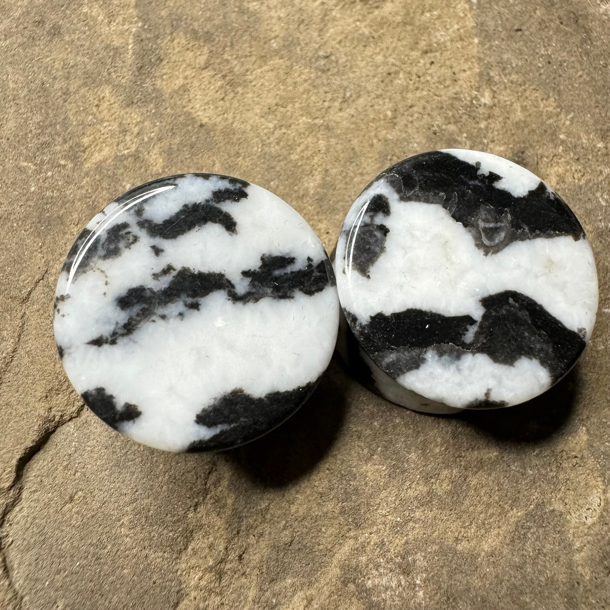 OOAK Zebra Jasper Stone Tunnels – 7/8" (22mm)