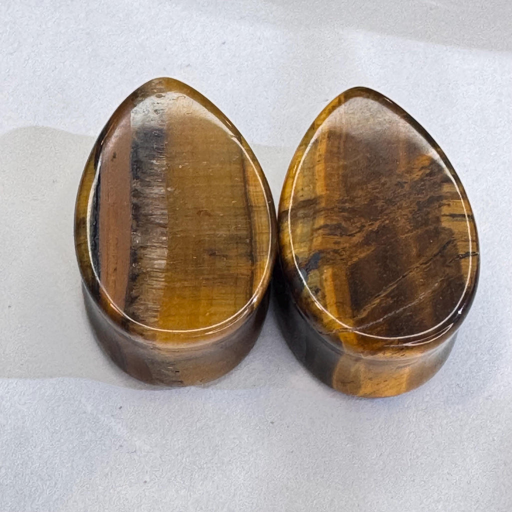 OOAK Brown Tiger’s Eye Teardrop Plugs – 7/8" (22mm)
