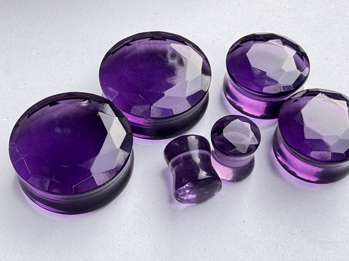 Purple Faceted Glass Plugs – Double Flared Gauges
