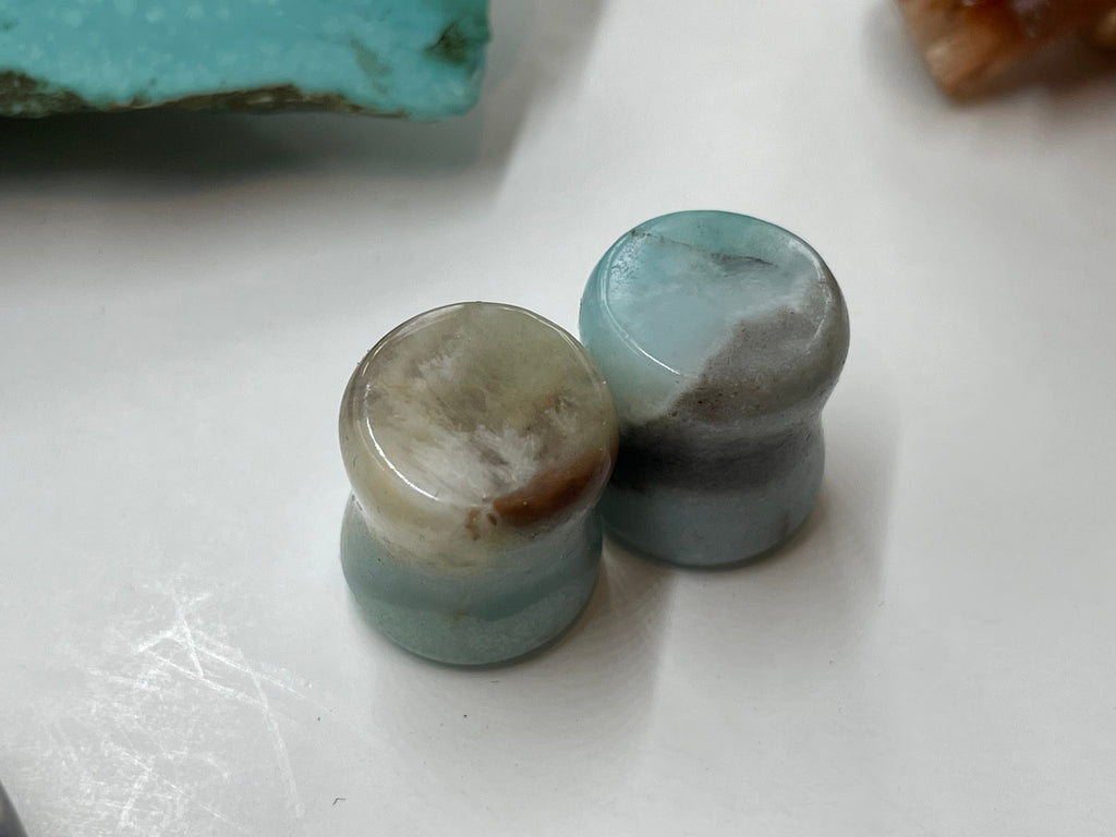 OOAK Amazonite Stone Plugs – 7/16" (11mm)