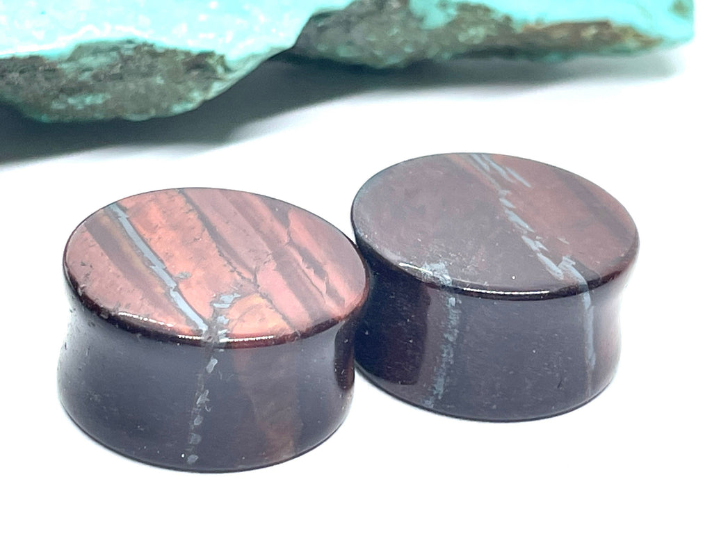 OOAK Red Tiger’s Eye Plugs – 7/8" (22mm)