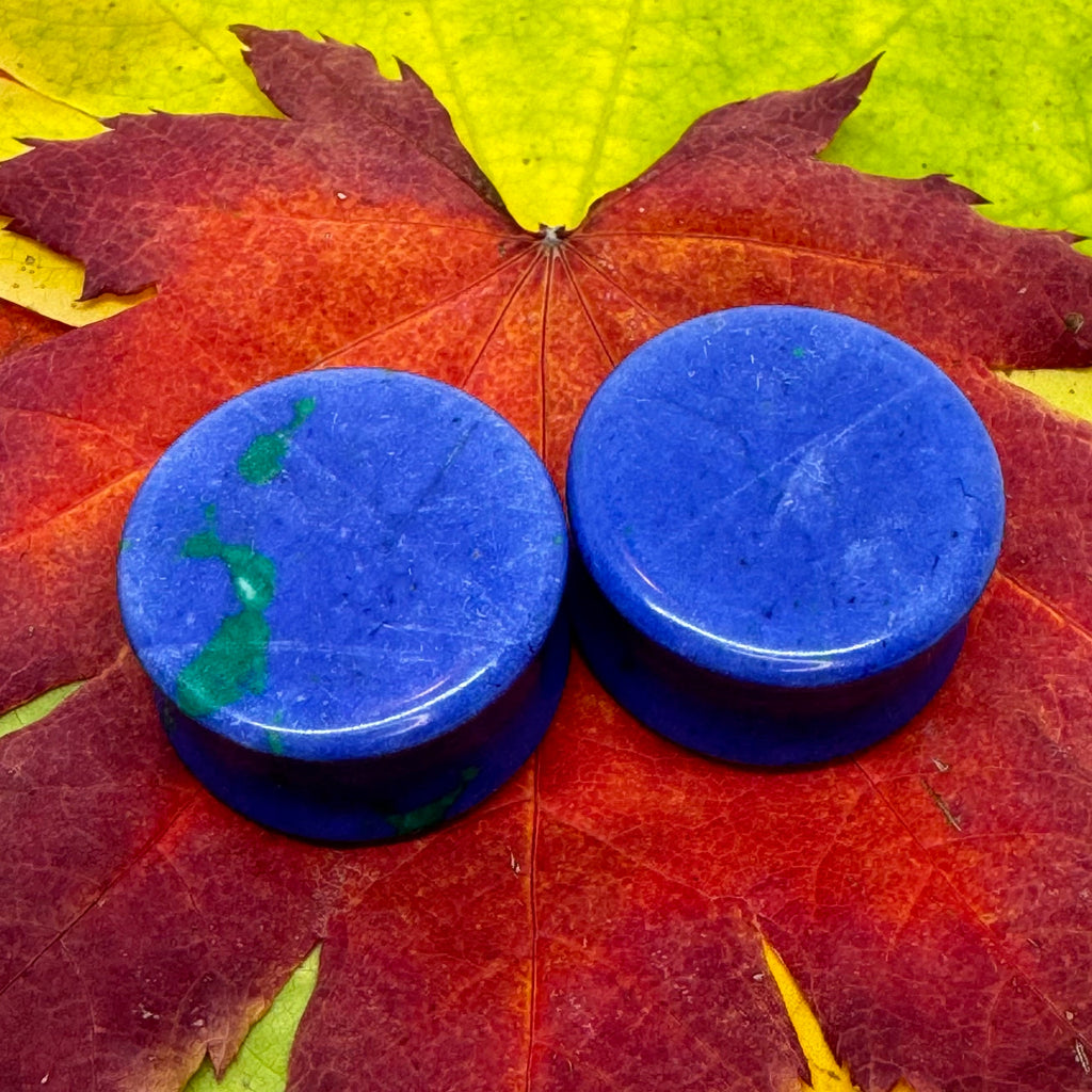 OOAK Azurite Stone Tunnels – 7/8" (22mm)