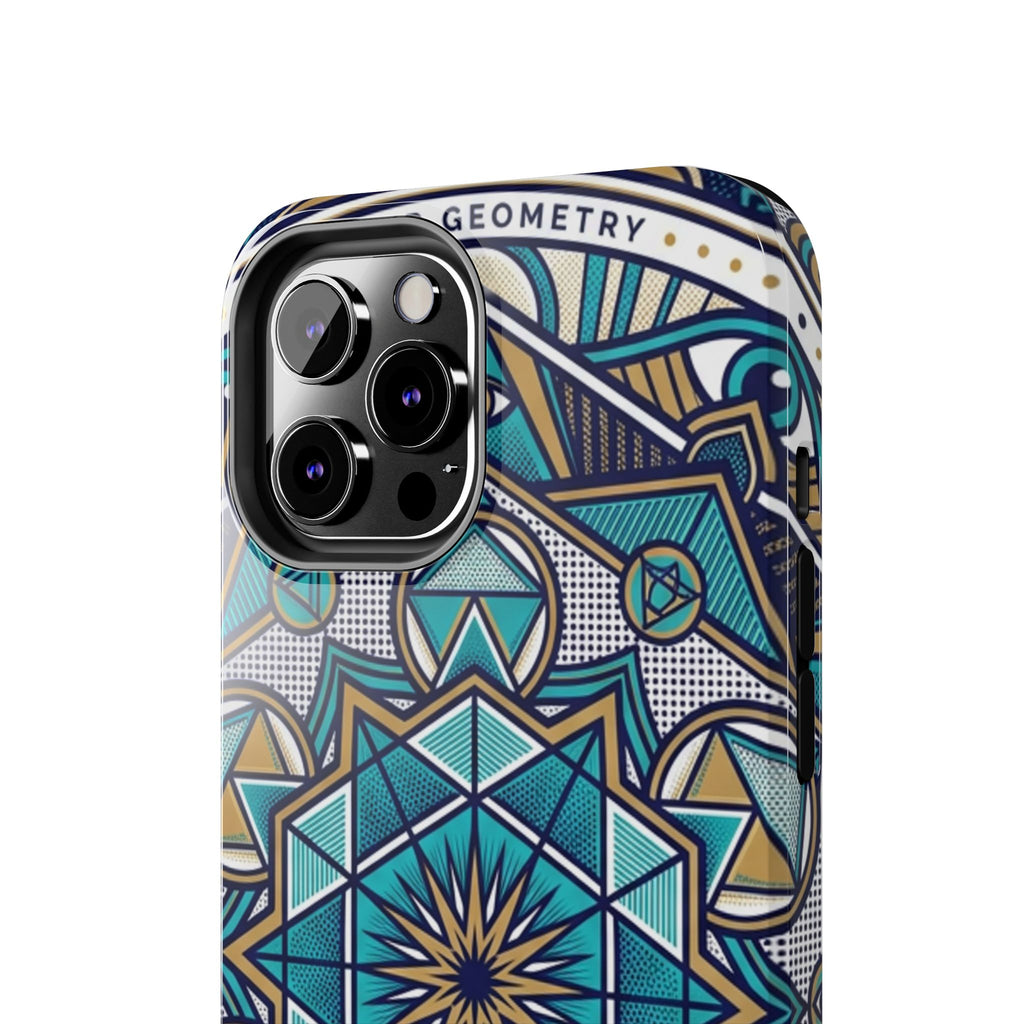 Tough Phone Case — Blue Geometric Mandala Protective Phone Cover