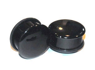Black Onyx Single Flared Stone Plugs – Ear Gauges