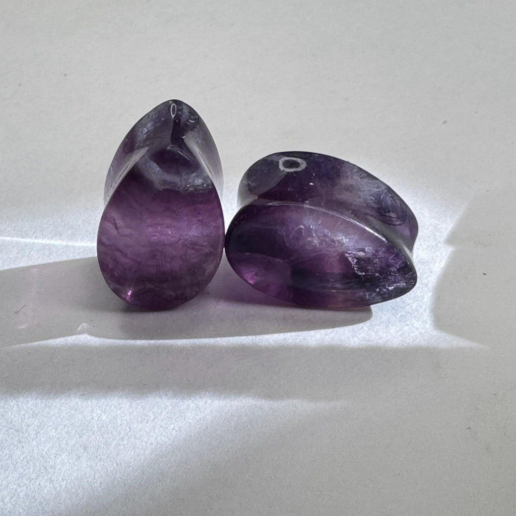 OOAK Fluorite Teardrop Plugs – 11/16" (17.5mm)