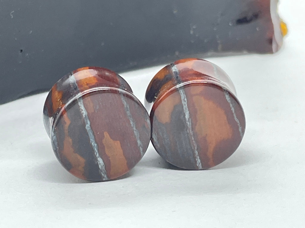 OOAK Red Tiger’s Eye Plugs – 5/8" (16mm)