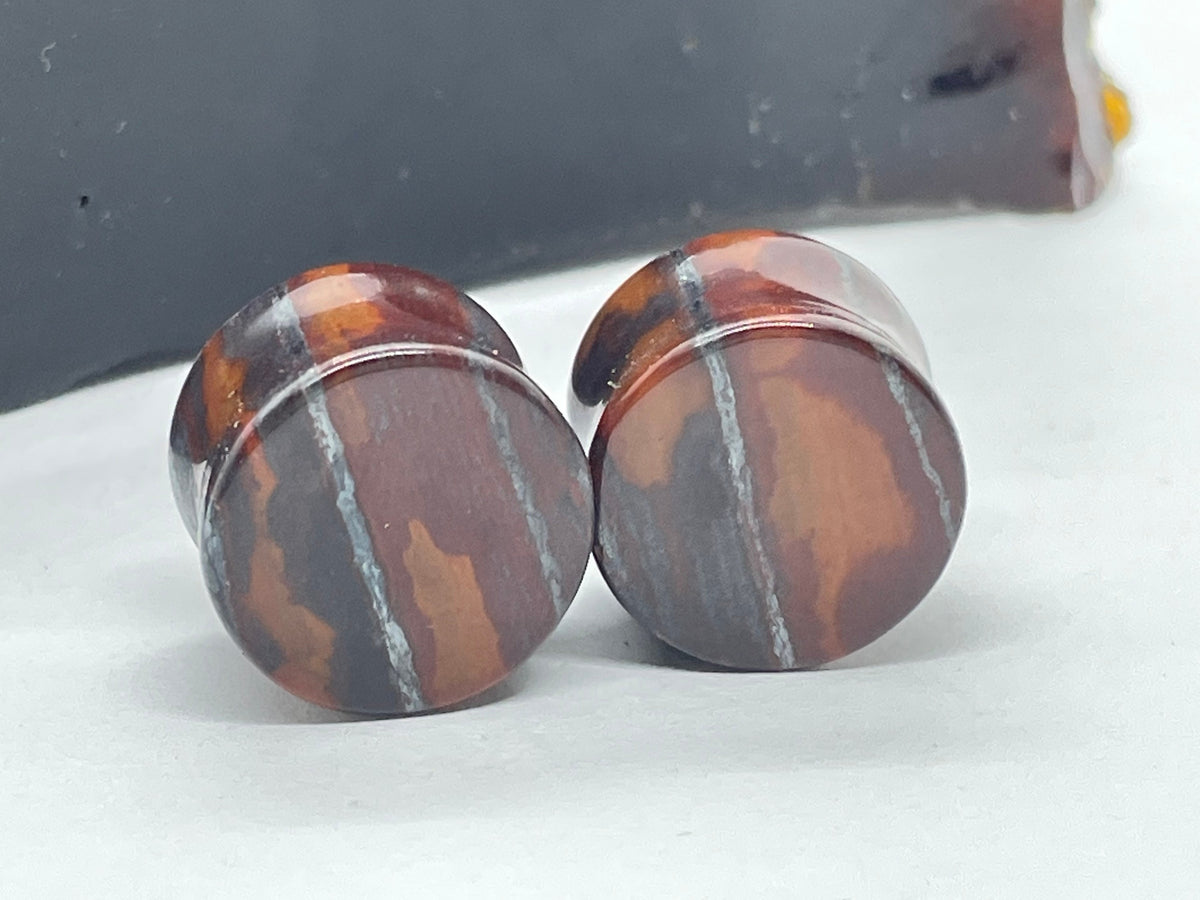 OOAK Red Tiger’s Eye Plugs – 5/8" (16mm)
