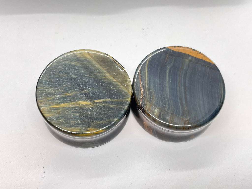 OOAK Blue Tiger’s Eye Plugs – 1" (25mm)