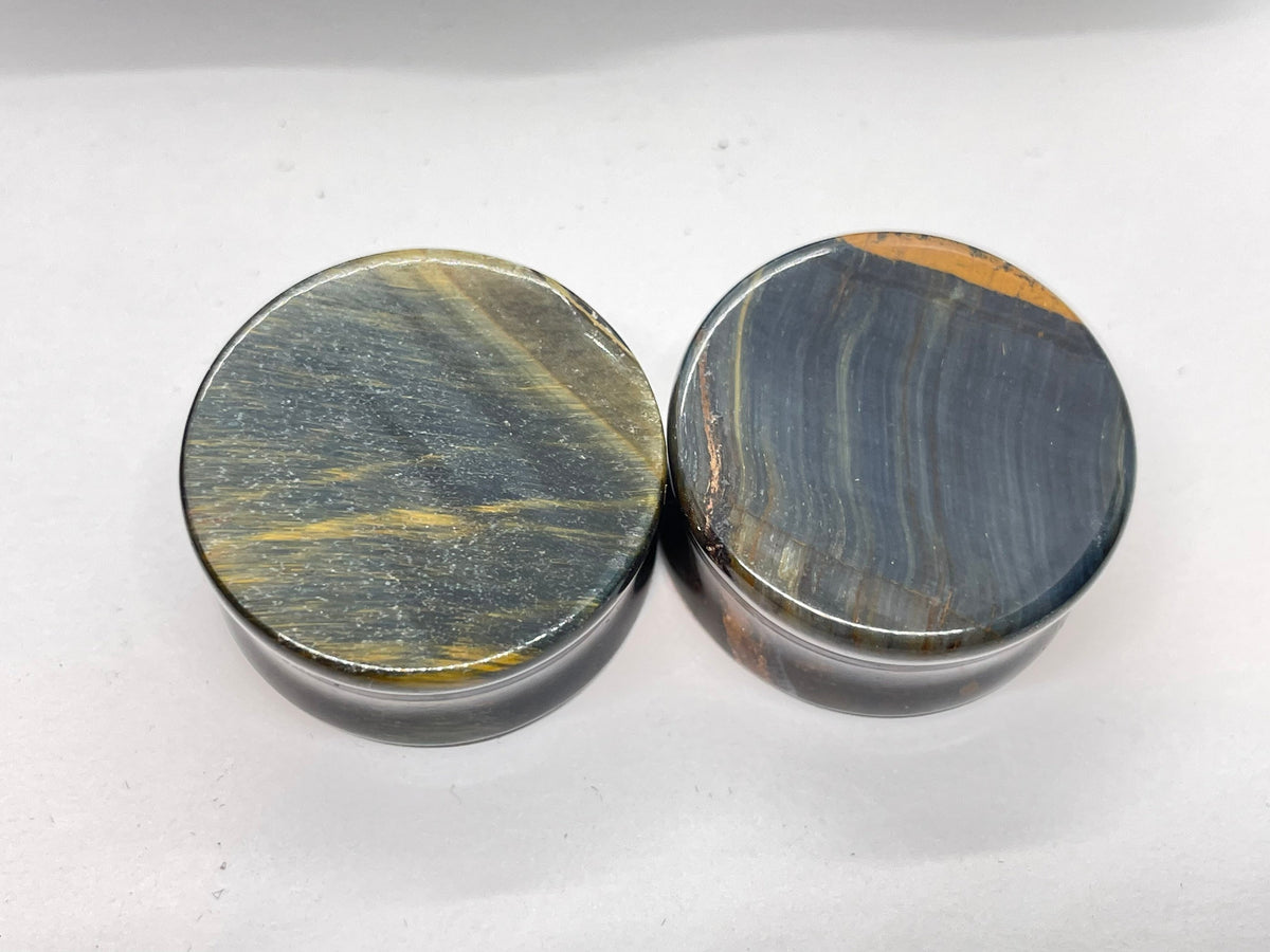 OOAK Blue Tiger’s Eye Plugs – 1" (25mm)