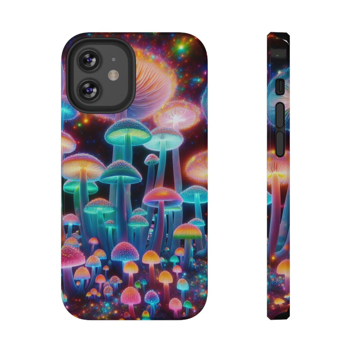 Psychedelic Neon Mushroom Phone Case — Protective Cosmic Art iPhone Cover