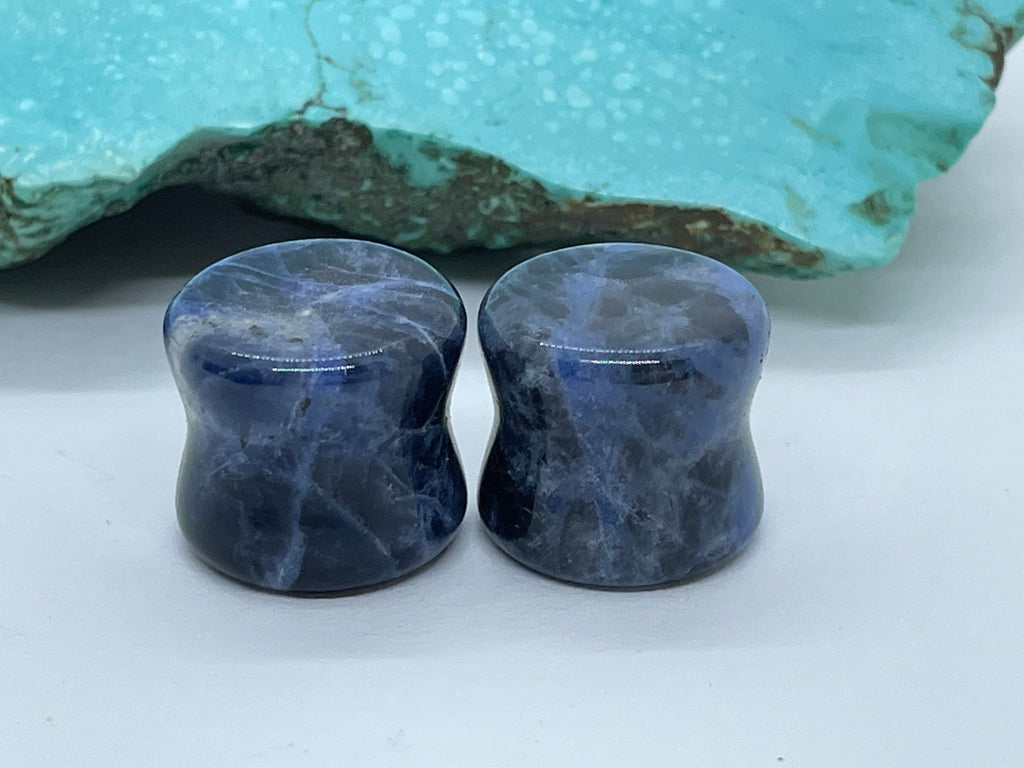 OOAK Sodalite Stone Plugs – 9/16" (14mm)