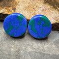 OOAK Azurite Stone Plugs – 1" (25mm)