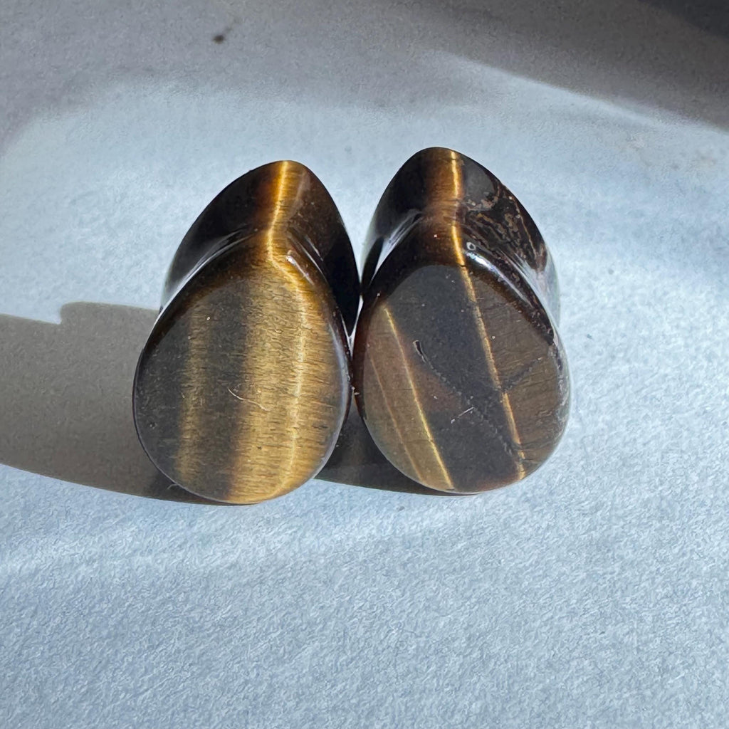 OOAK Tiger’s Eye Teardrop Plugs – 1/2" (13mm)