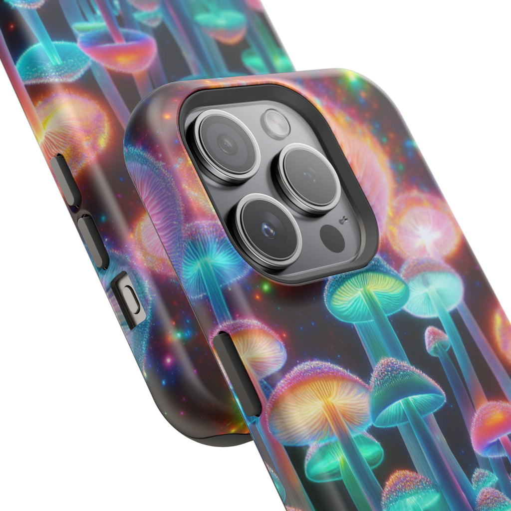 Psychedelic Neon Mushroom Phone Case — Protective Cosmic Art iPhone Cover