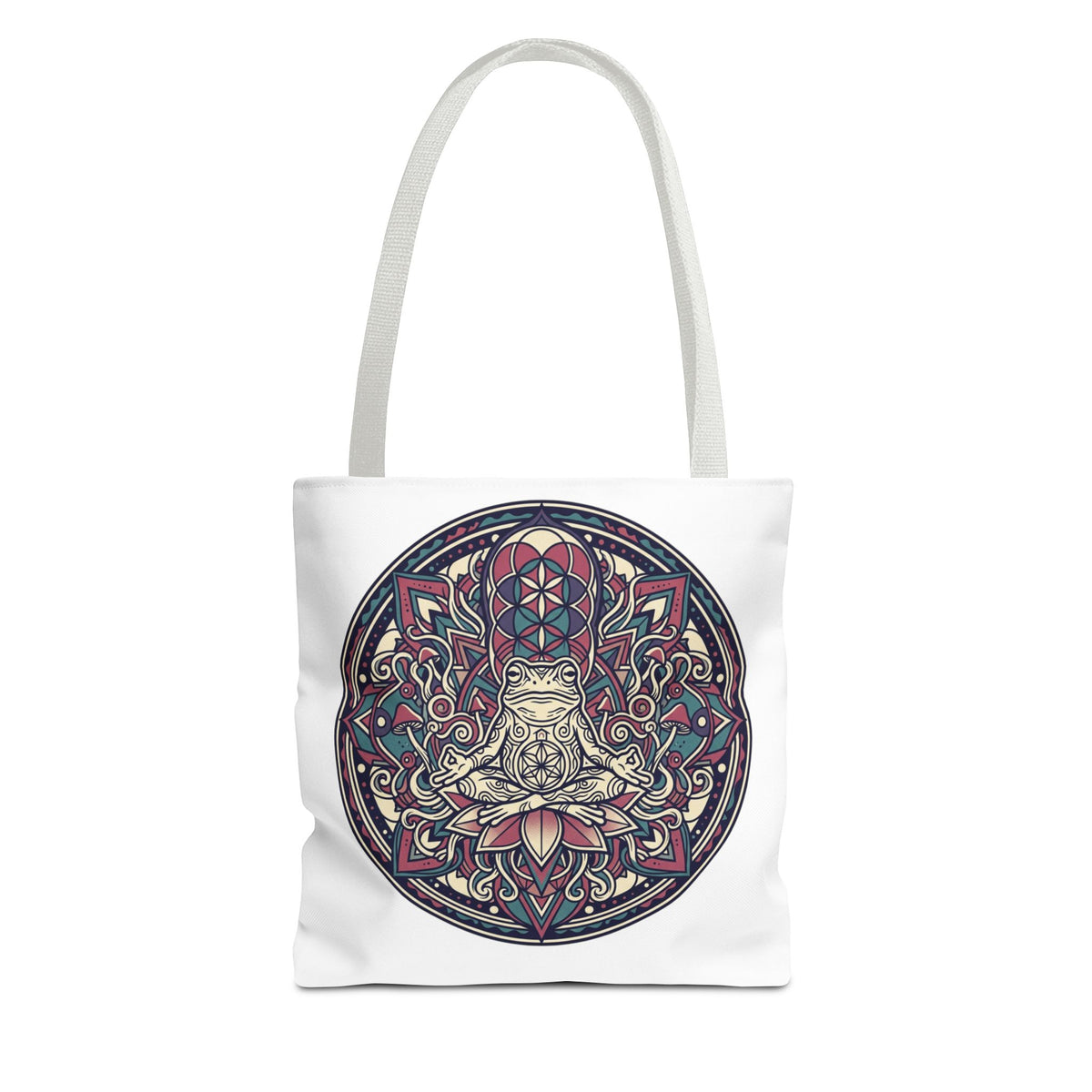 Meditating Cat Mandala Tote Bag — Boho Yoga, Spiritual Gift