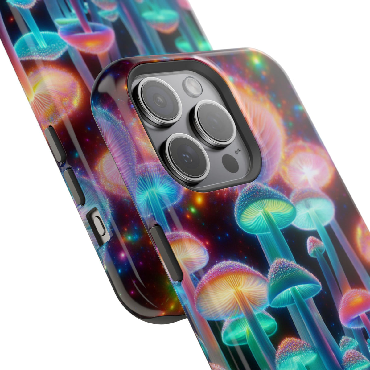 Psychedelic Neon Mushroom Phone Case — Protective Cosmic Art iPhone Cover
