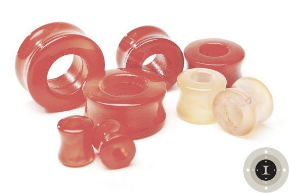 Red Agate Stone Eyelets – Double Flared Ear Tunnels