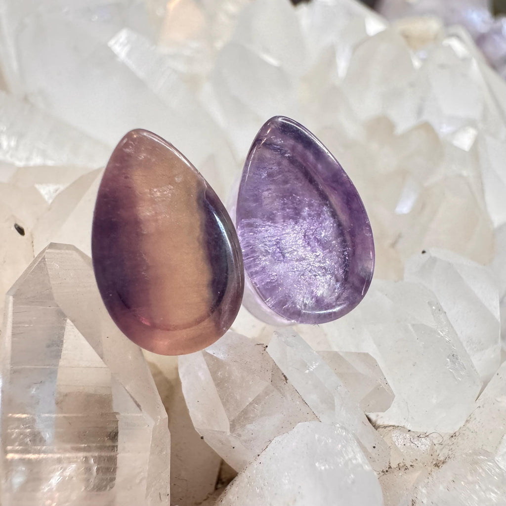 OOAK Purple Fluorite Teardrop Plugs – 7/16" (11mm)
