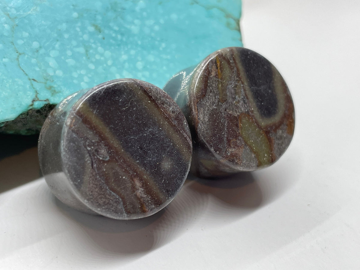 OOAK Black Bamboo Stone Plugs – 3/4" (19mm)