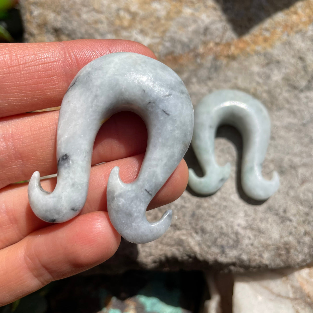 OOAK Jadeite Wave Hook Earrings – 9/16" (14mm)