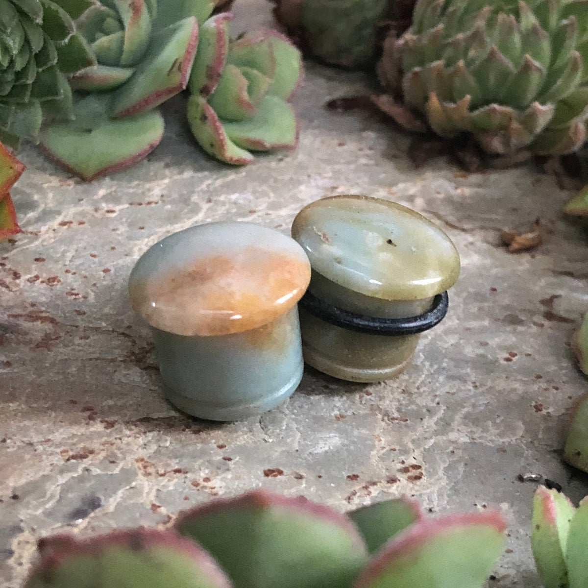 OOAK Amazonite Plugs – 9/16" (14mm) Single Flared