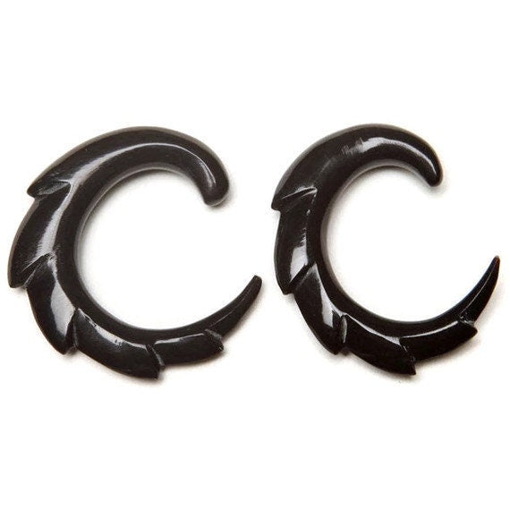 Carved Water Buffalo Horn Gauged Earrings – Organic Hangers