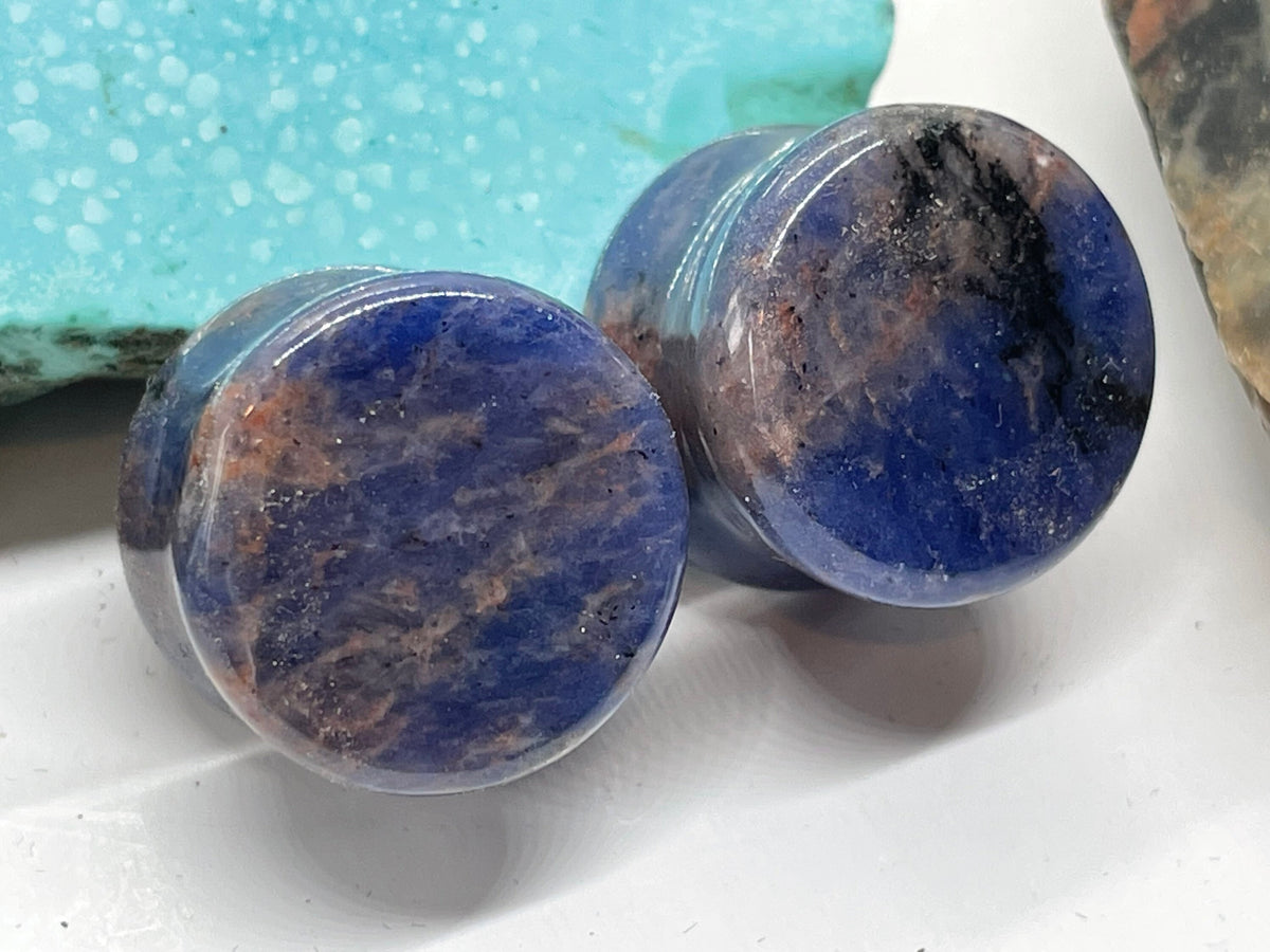 OOAK Blue Sodalite Stone Plugs – 5/8" (16mm)
