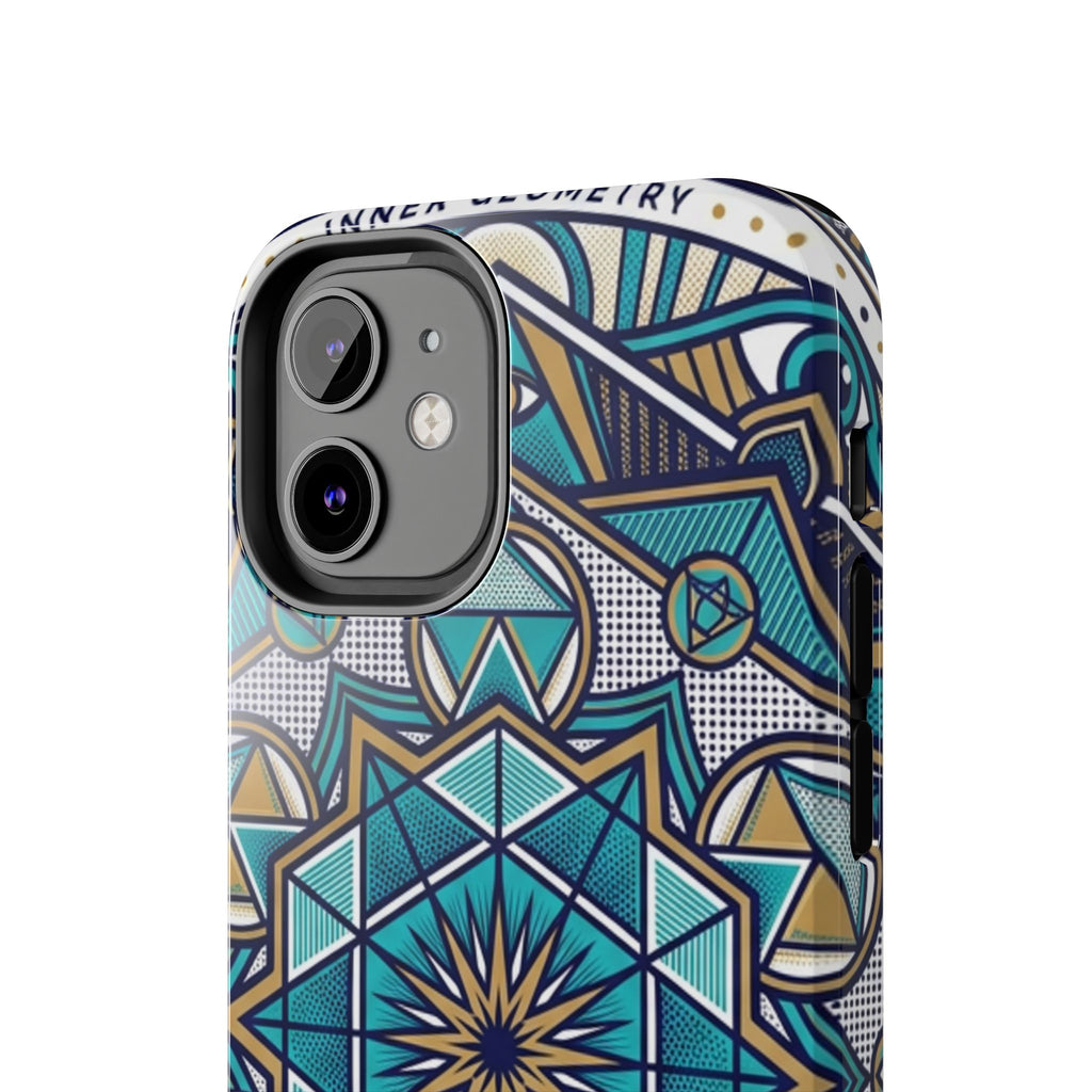 Tough Phone Case — Blue Geometric Mandala Protective Phone Cover