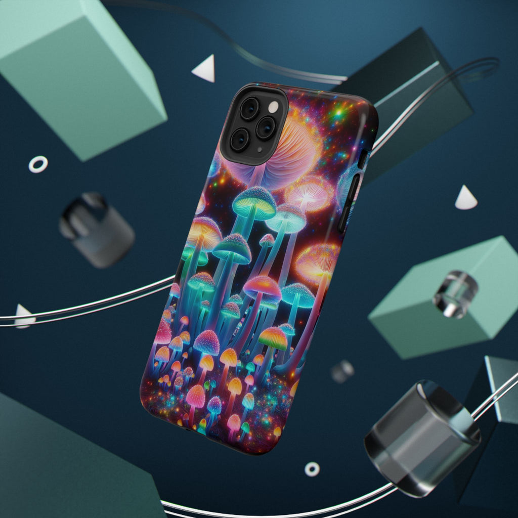 Psychedelic Neon Mushroom Phone Case — Protective Cosmic Art iPhone Cover